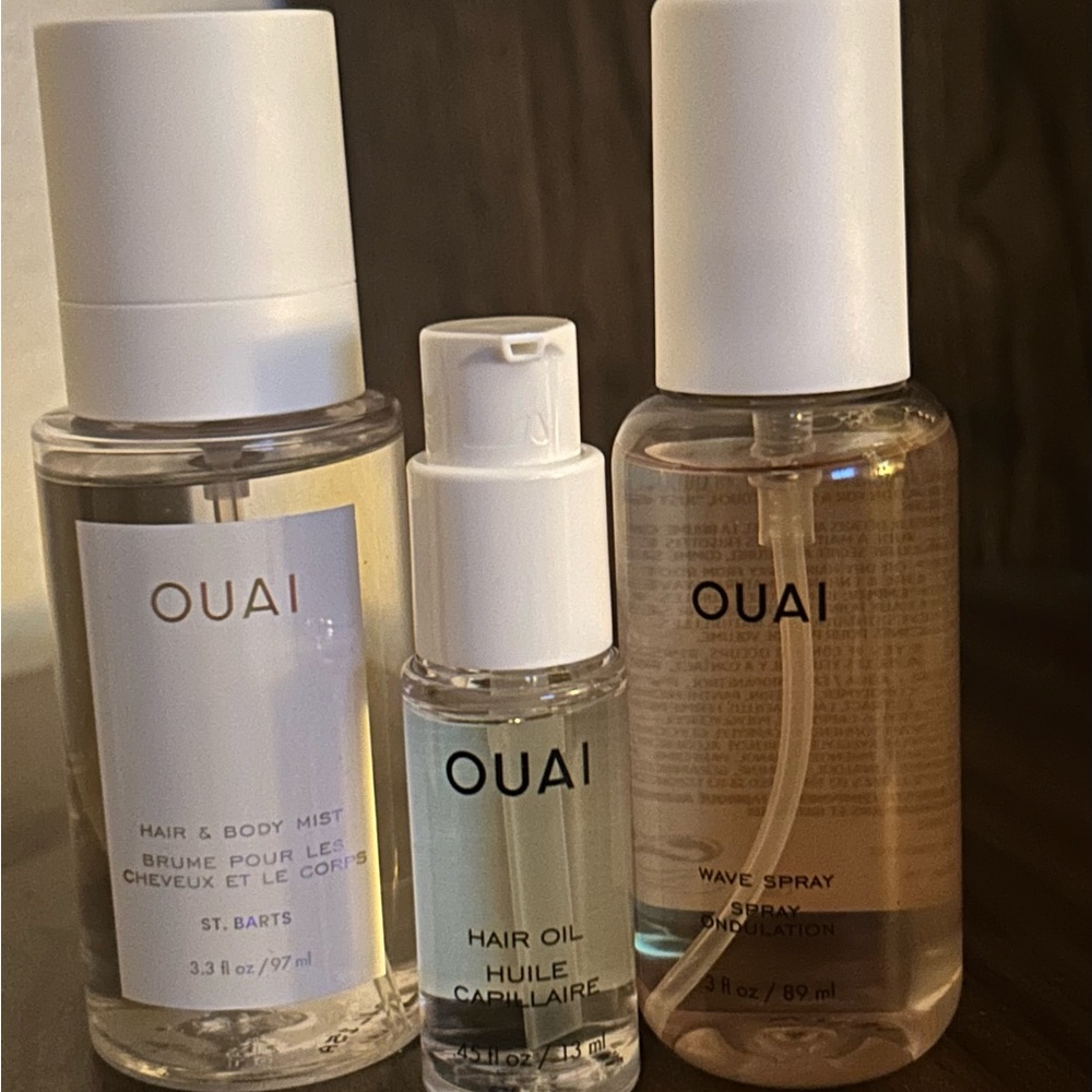 OUAI Hair & Body, Hair Oil and Wave Set - White and Clear